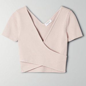 Aritzia Babaton SCULPT KNIT CROSS-FRONT TOP